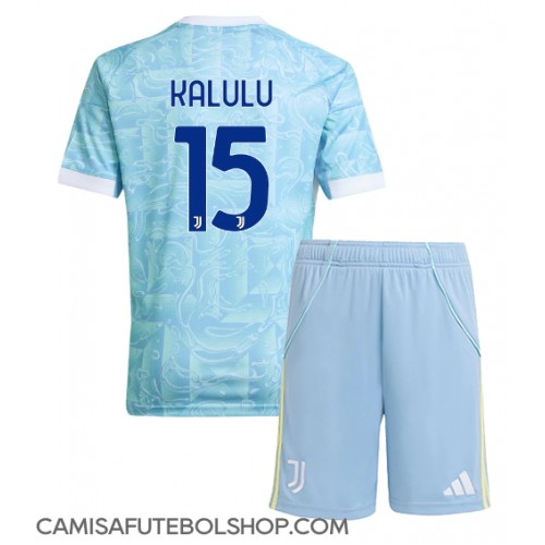 Camisa de time de futebol Juventus Pierre Kalulu #15 Replicas 2º Equipamento Infantil 2025-26 Manga Curta (+ Calças curtas)